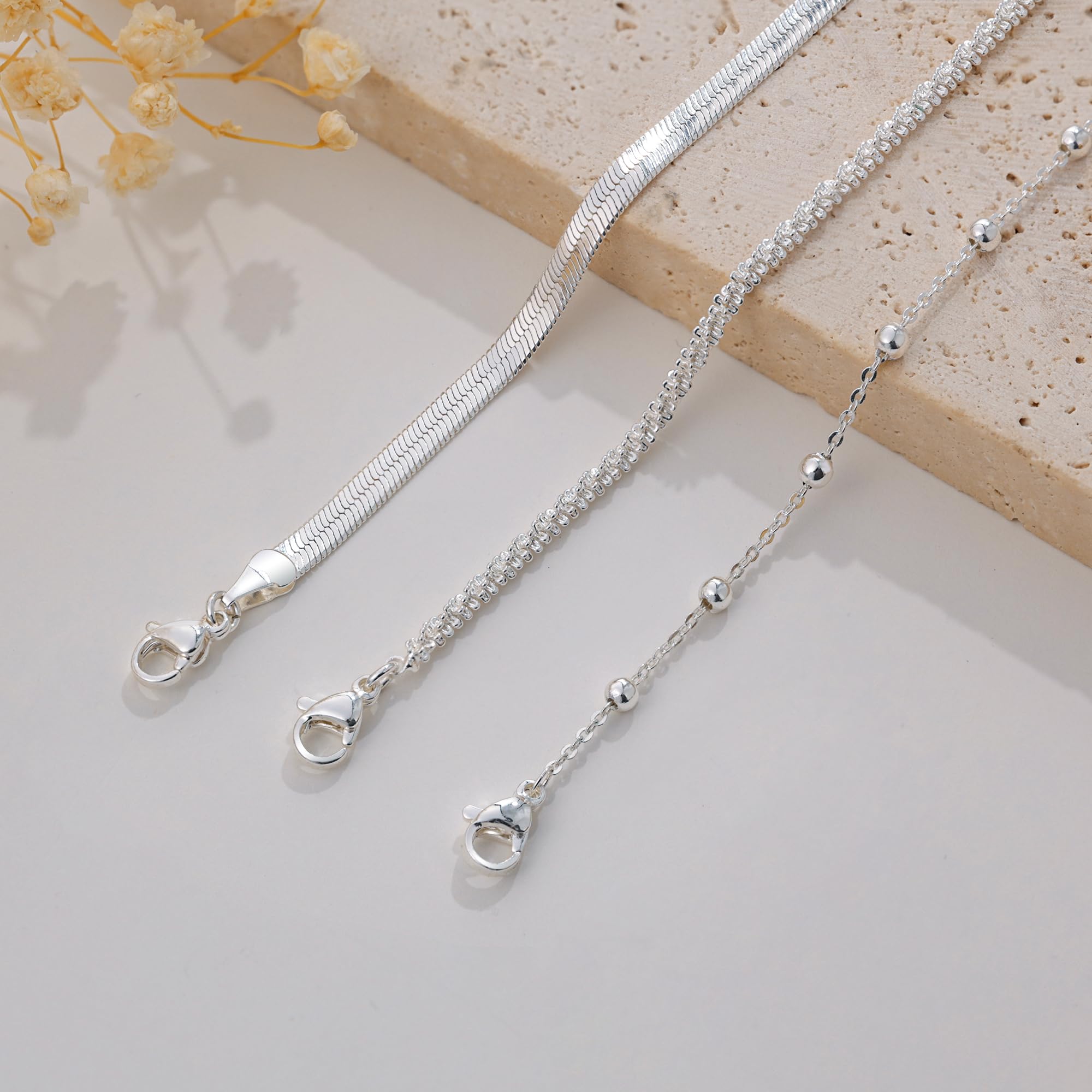 Silver Plated Layered Bracelets Bracelets Set for Women Silver Dainty Link Chain Bracelet Stackable Jewelry Gifts for Women