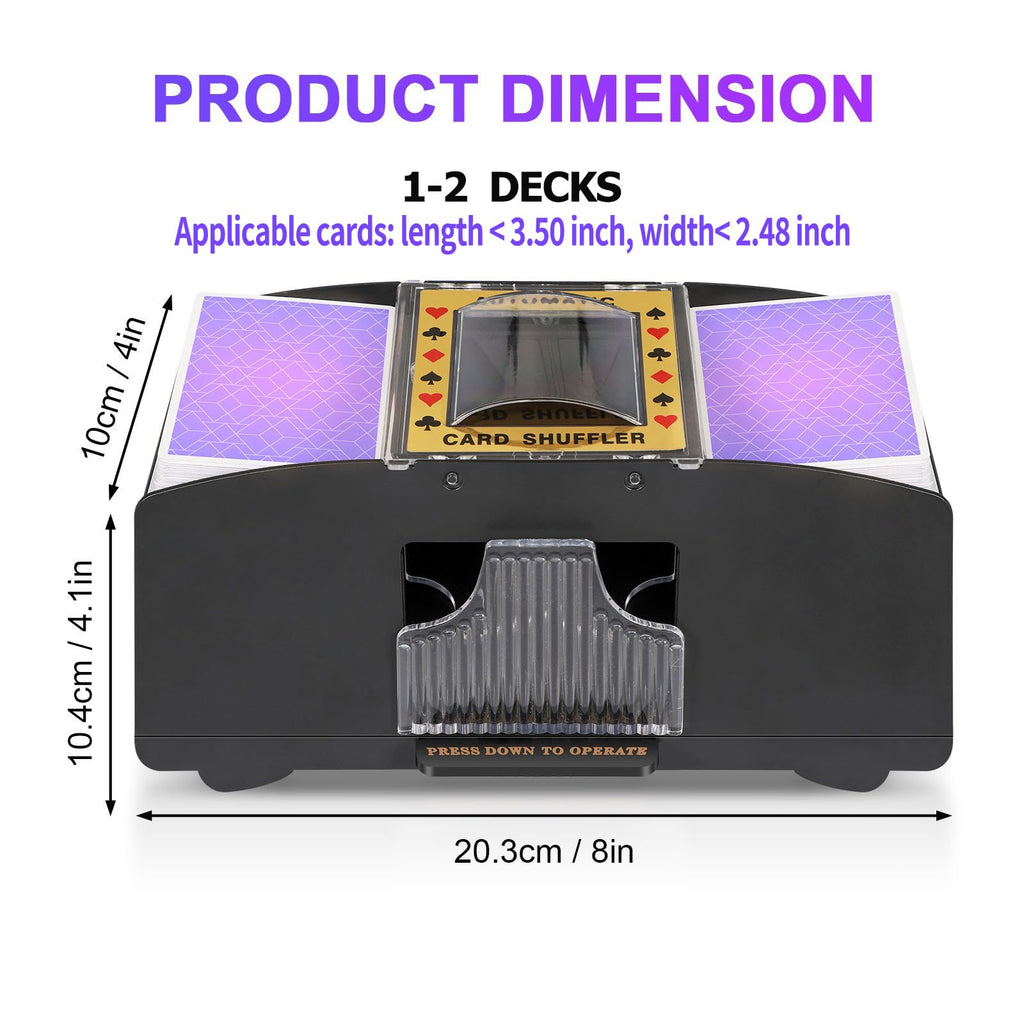 FEIERYA Automatic Card Shuffler 2 Deck,Battery-Operated Electric UNO Poker Shuffler,Playing Card Shuffler for Home Card Game,Travel