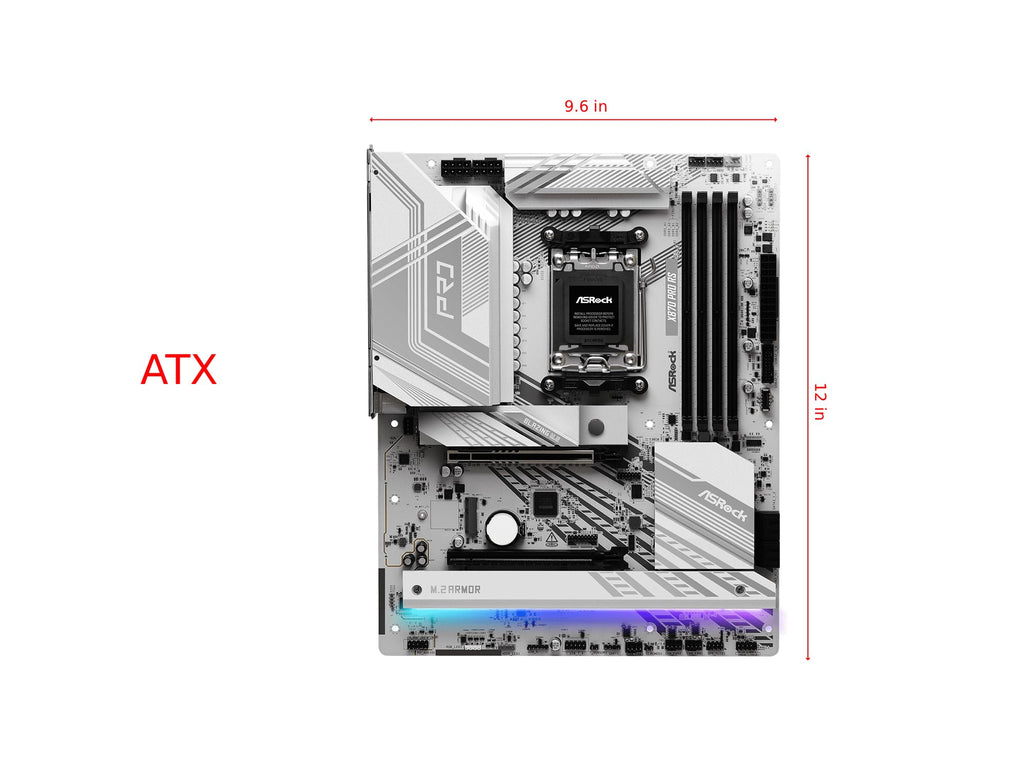 ASRock X870 Pro RS AMD Ryzen Socket AM5 ATX Motherboard DDR5 DIMMs 8000 MHz 256 GB PCIe Gen5 SATA3 6.0 Gb/s
