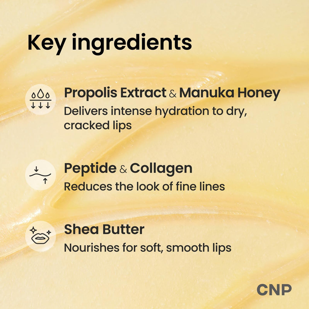 CNP Honey Lip Butter - Propolis Lipcerin™ 01 Original, Hydrating Overnight Manuka Lip Balm & Mask, 12hr Long-Lasting Moisture, Stocking Stuffers, Gifts for Women, 0.5 fl.oz.