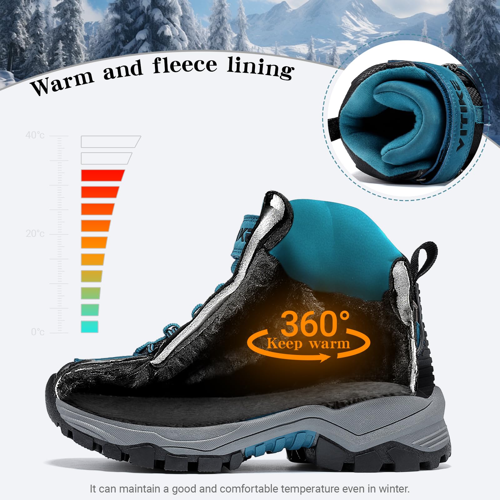 Littleplum Boys Snow Boots Winter Warm Booties Antiskid Hiking Outdoor Shoes Ankle Boots for Kids Yellow Size 8 Big Kid