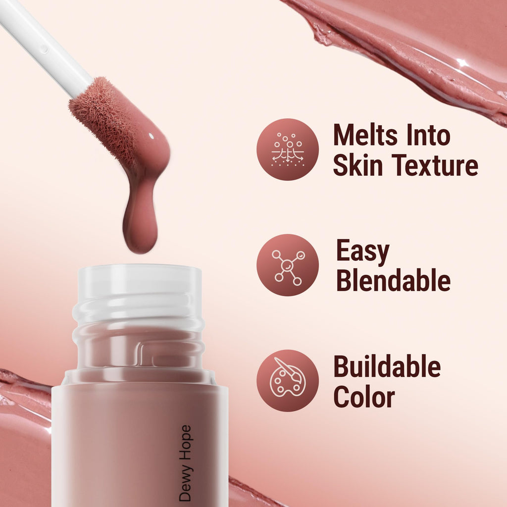 Exmiloo Liquid Blush - Dewy Liquid Blush for Cheeks, Lightweight & Buildable Blush Liquid Makeup for a Natural Everyday Look, Vegan & Cruelty-Free, Dewy Hope
