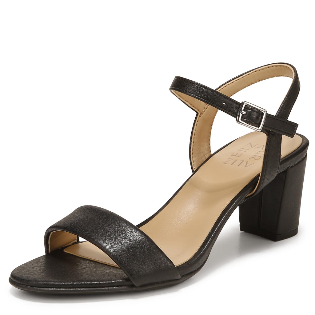 Naturalizer Womens Bristol Ankle Strap Chunky Block Heel Dress Sandal ,Black Smooth ,8.5M
