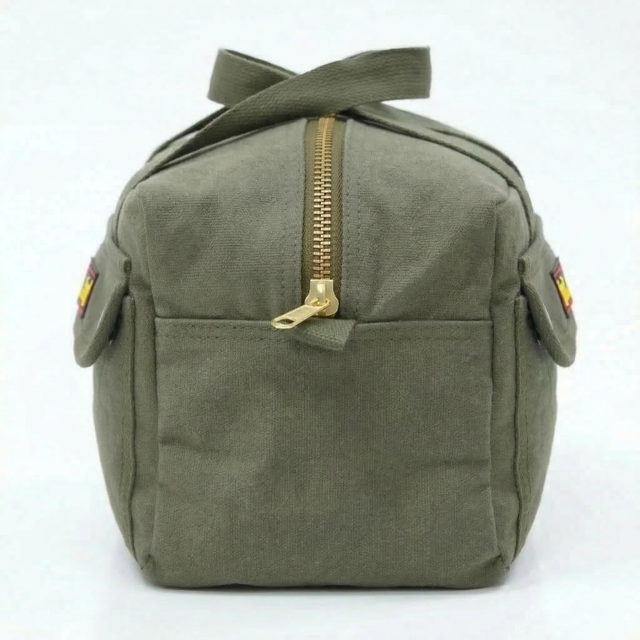 Waxed Canvas Duffle Bag, 11" Small Compact Travel & Tool Bag, Military Style Water-Resistant Canvas with Adjustable Shoulder Strap & Double Zipper, Gym/Overnight Carry Organizer, Olive Green