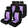 Universal Fit Diamond Stitched Flat Cloth Car Seat Covers Full Set - Purple