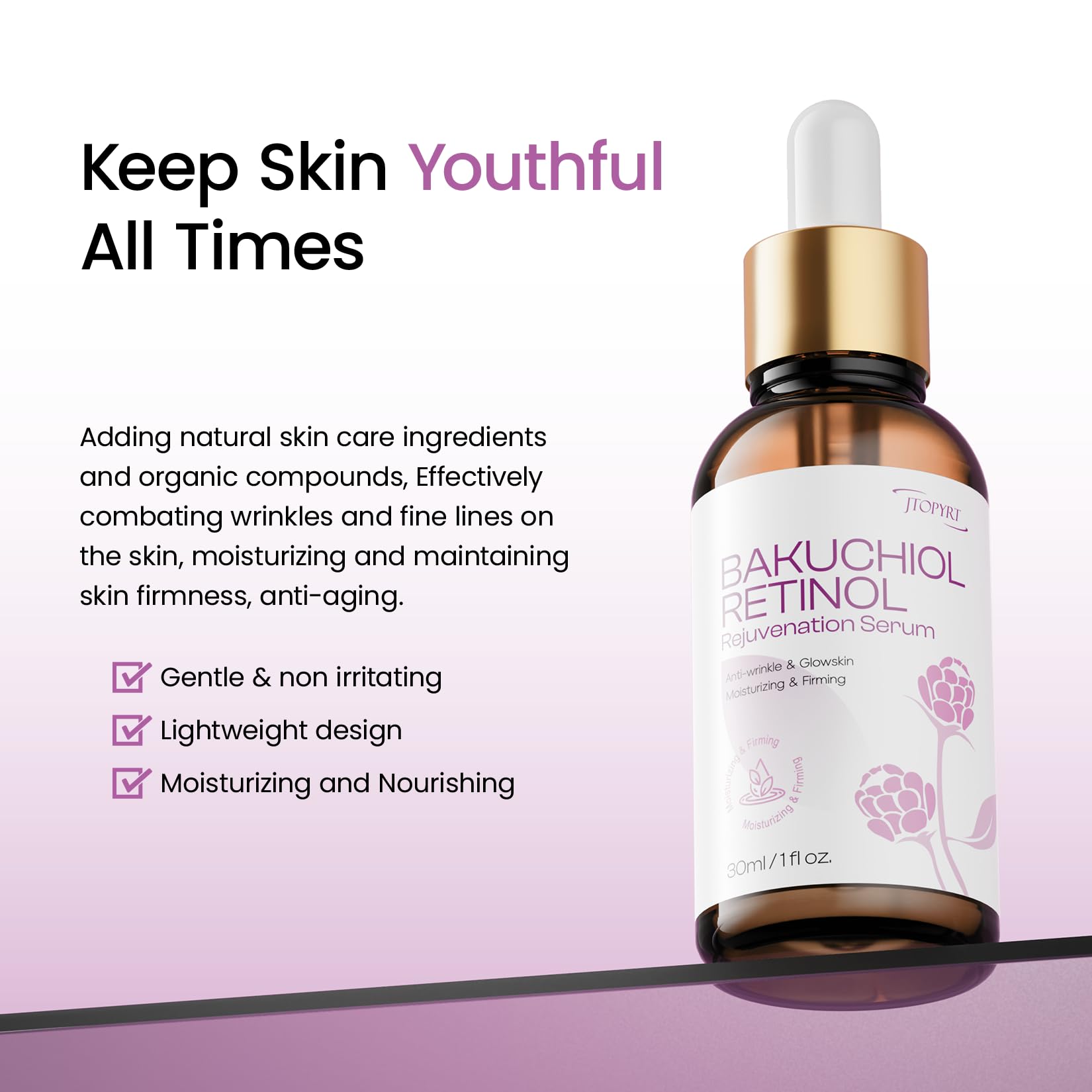 Bakuchiol Retinol Serum Alternative for Face: Bakuchiol Serum With Vitamin B5 and 2% Hyaluronic Reduce Black Spots Suitable for women and men