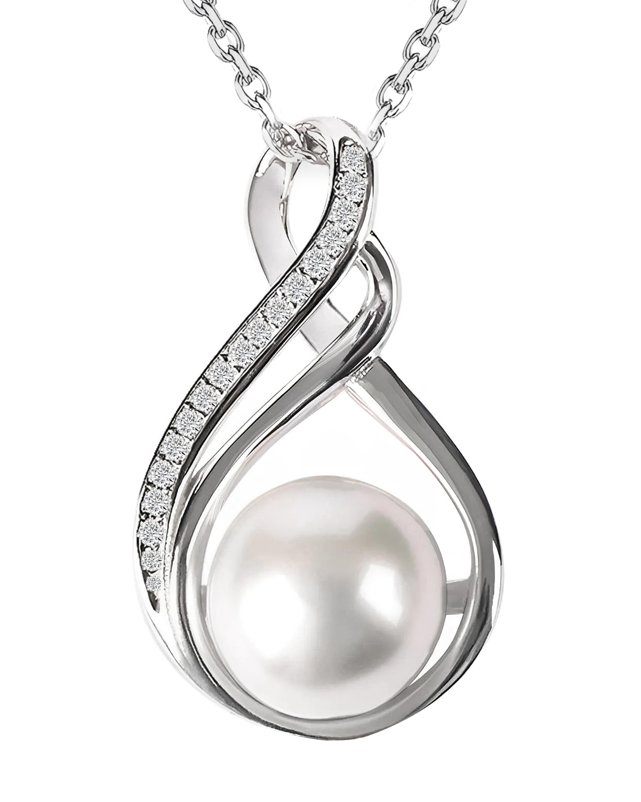 Gifts For Wife Wedding Anniversary - Christmas Gifts For Wife -AAA+ Real Pearl Necklaces For Women (18k Gold Platting 925 Sterling Silver) Christmas Ideas Birthday Freshwater Pearl Necklace