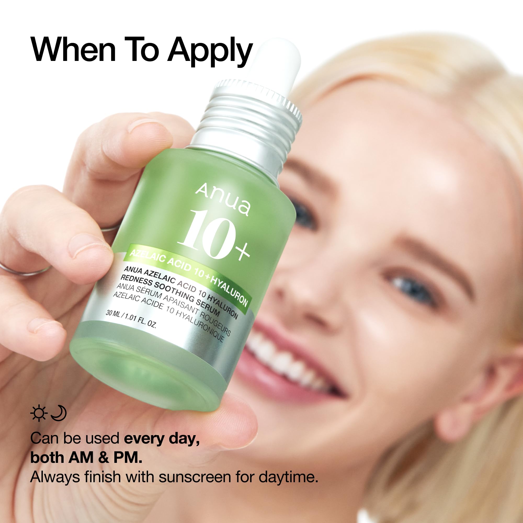 Anua Azelaic Acid 10 Hyaluron Redness Soothing Serum, Facial Serum for Blemish-Prone & Oily-Prone Skin, Lightweight & Hydrating Blemish Care, Hyaluronic Acid, Korean Skincare, 1.01 fl oz.