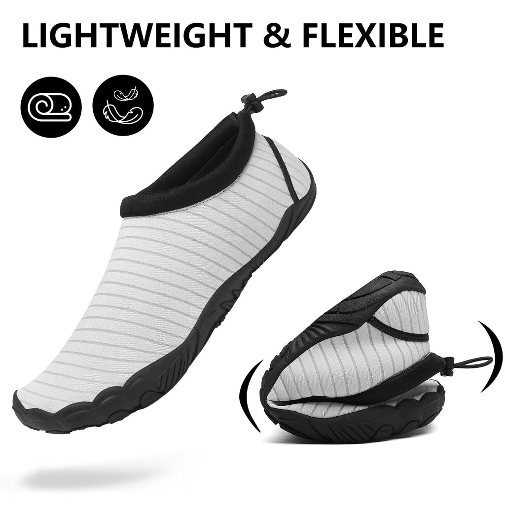 Mishansha Womens Mens Water Shoes Wide Toe Box Swim Beach Barefoot Shoes Quick Dry Non Slip Pale Grey 9.5 Women/7.5 Men