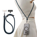 TORRAS Phone Lanyard Crossbody with 2 Phone Tabs, Adjustable Anti Theft Strap for All Cellphone, Premium Metal Buckles, Skin-Friendly, Universal Cellphone Neck lanyard for Travel Essentials, Deep Blue