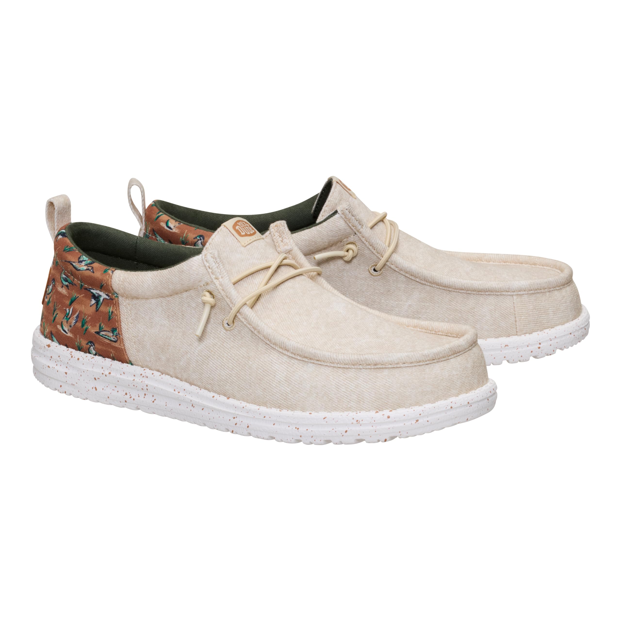 HEYDUDE Wally Funk Duck Print Wood Ash/Multi 11, Mens Shoes, Slip-on Loafers, Comfortable & Light-Weight