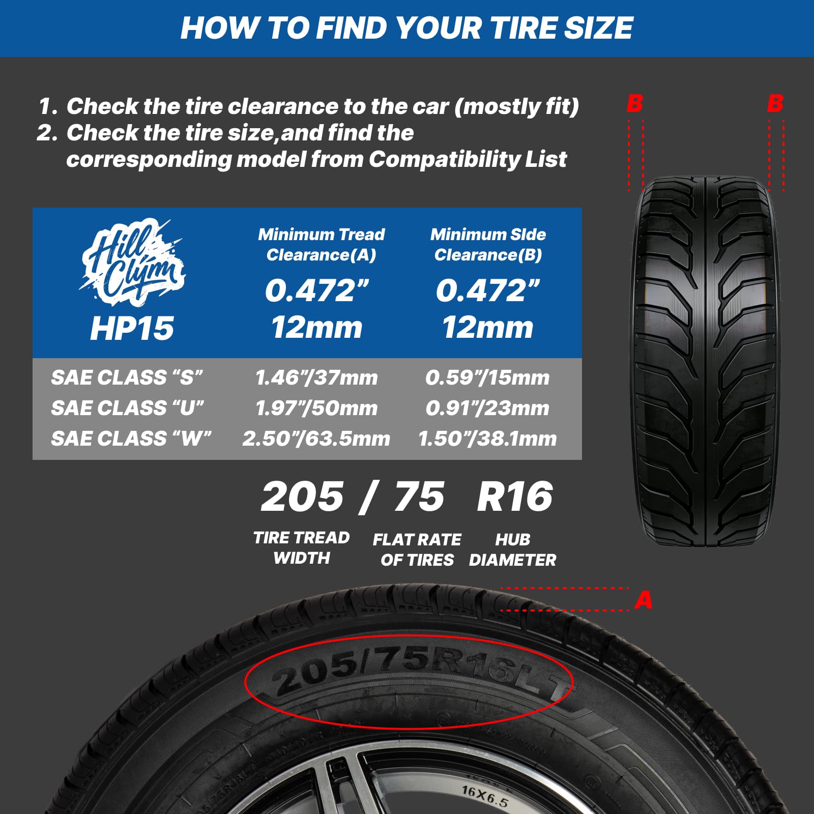 Snow Chains for Car Tires, Tire Chains for Passenger Cars, Sedan, SUVs, Quick Fit & Easy Installation Snow Tire Chains, Portable Reusable Emergency Tire Traction Chain, Set of 2 (HP1555)