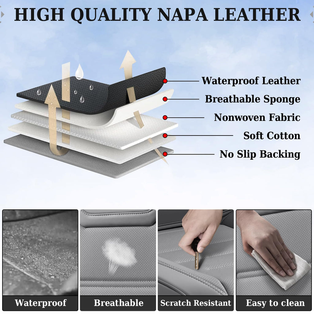 Coverado Car Seat Covers, Front Covers for Cars, Car Seat Cover Front Seats, Car Seat Protector Waterproof, Leather Car Seat Cushion, Universal Interior Covers Seat Protectors for Most Cars Gray