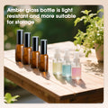 Showvigor 4-Pack 1oz/30ml Amber Glass Spray Bottles for Fine Mist | with 2 Extra Nozzles, Refillable Essential Oil, Toner, Hair Care & Cleaning Solutions Bottles Set | Leak-Proof, UV Protection