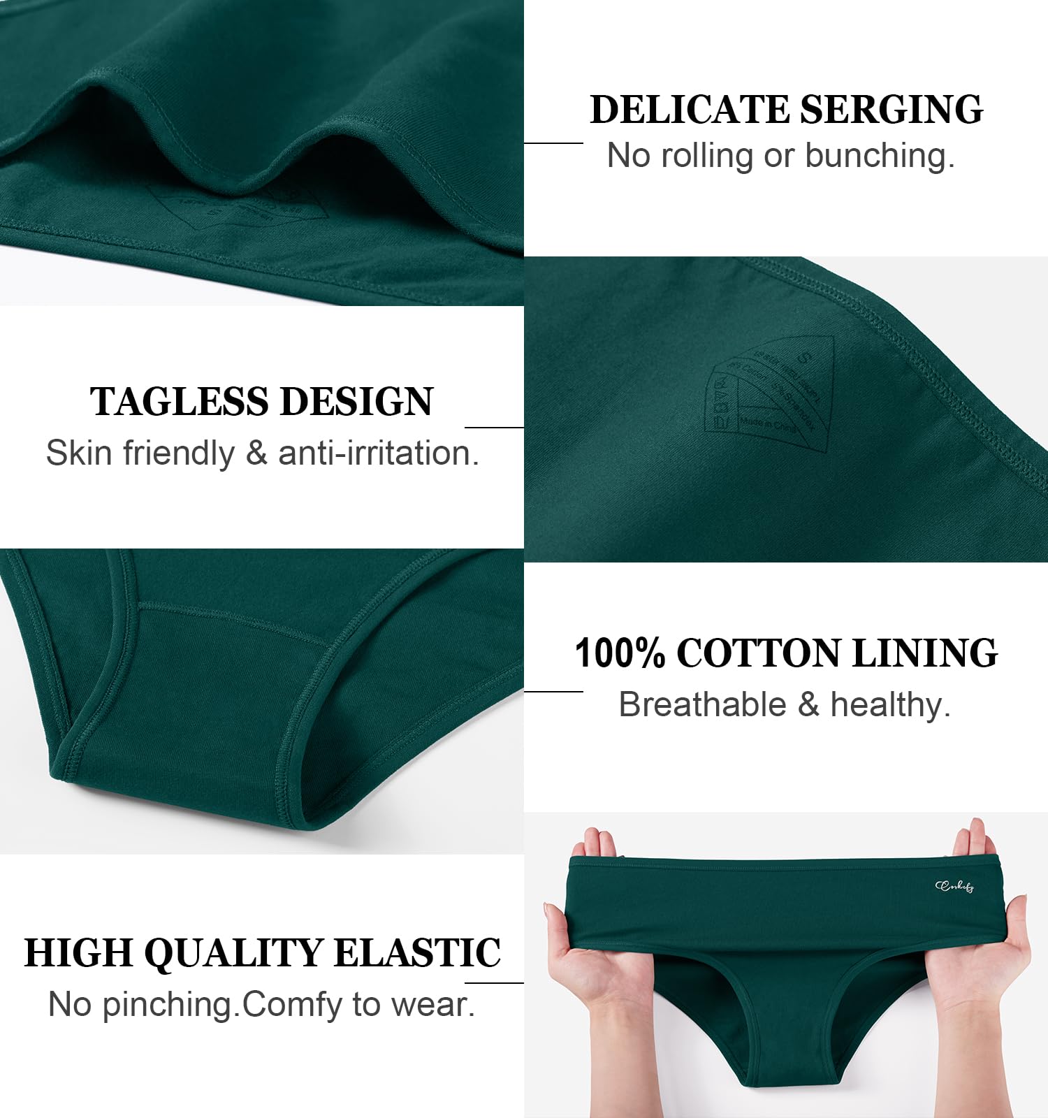 coskefy 6 Pack Womens Cotton Underwear Soft Breathable Low Rise Panties Ladies Cheeky Hipster