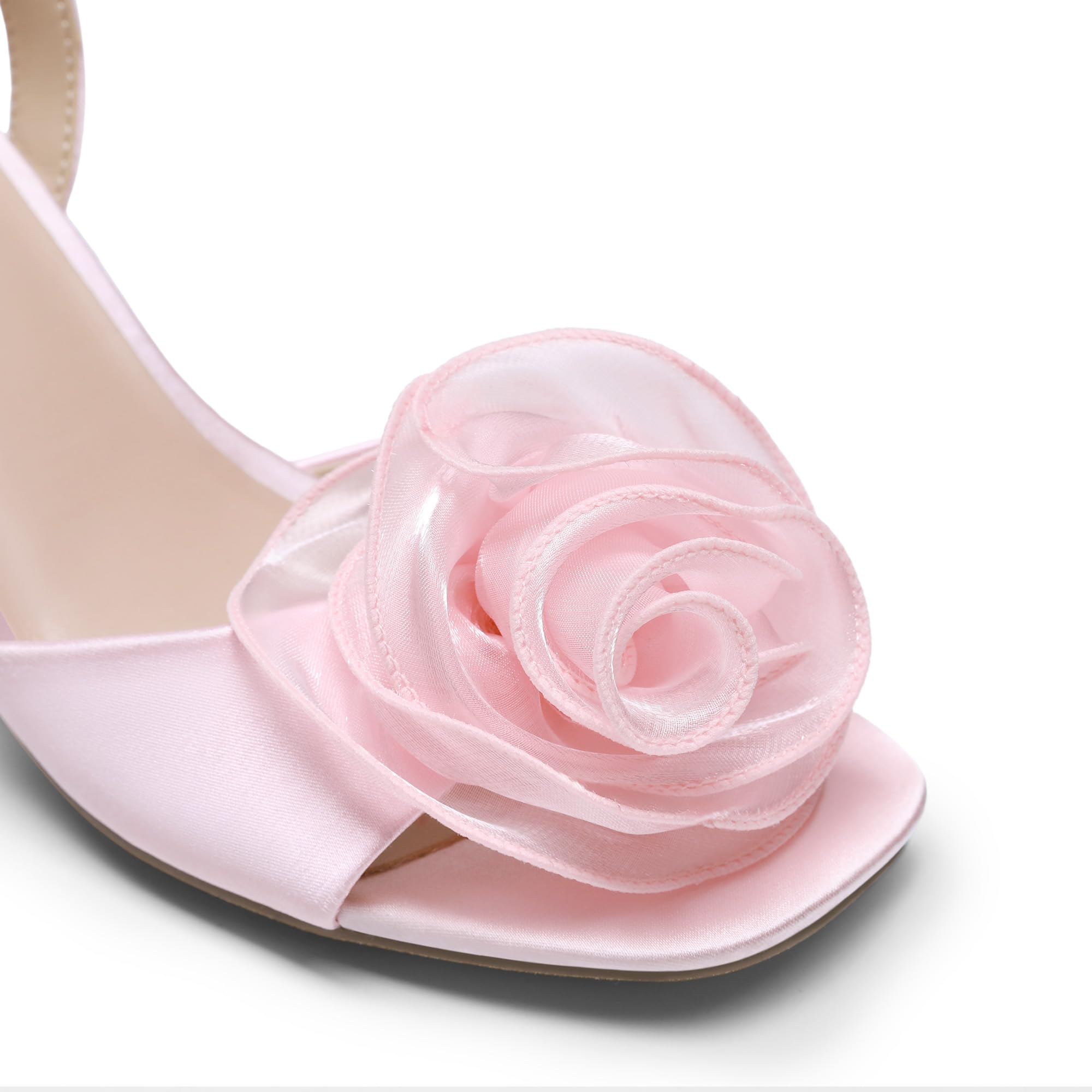 DREAM PAIRS Women's Low Kitten Wedding Heels Ankle Strap Square Toe Heeled Sandals Flower Dress Shoes,Size 7.5,Pink,SDHS26001W