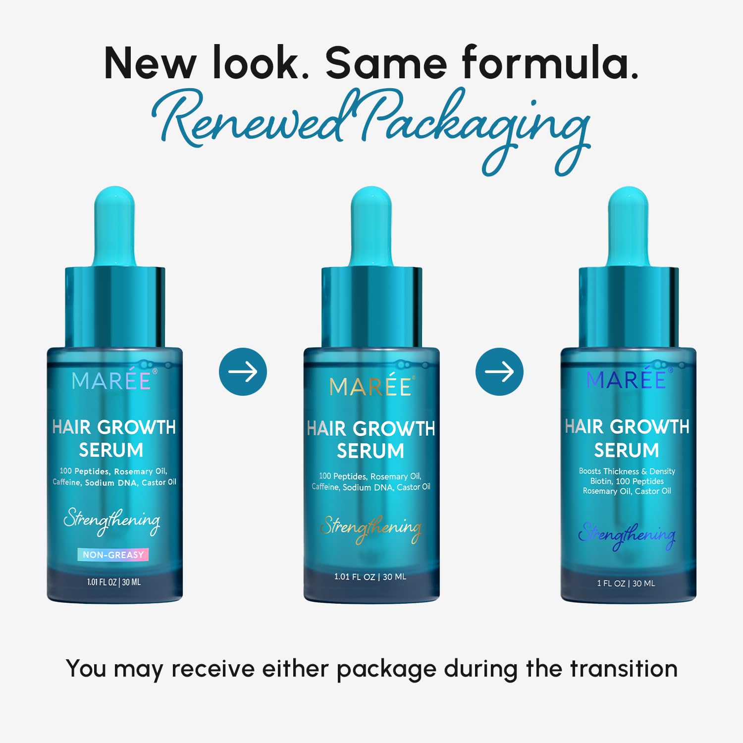 MAREE Hair Growth Serum - Caffeine Peptides Castor Rosemary Oil for Hair Growth - Products for Women & Men - Hair Oils for Hair Growth - Hair Regrowth Tonic - Scalp Serum - Suero Para El Cabello