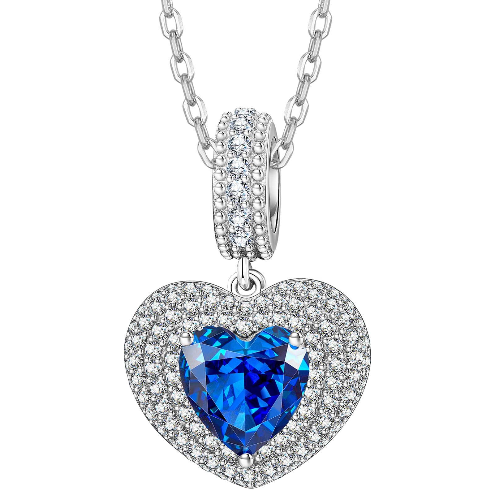Kate Lynn Heart Necklaces for Women Love Pendant Necklace Sapphire Crystal Jewelry, Birthday Gifts for Women Girlfriend Christmas Anniversary Jewelry for Her, Valentine's Mothers Day Gifts for Mom Wife Daughter