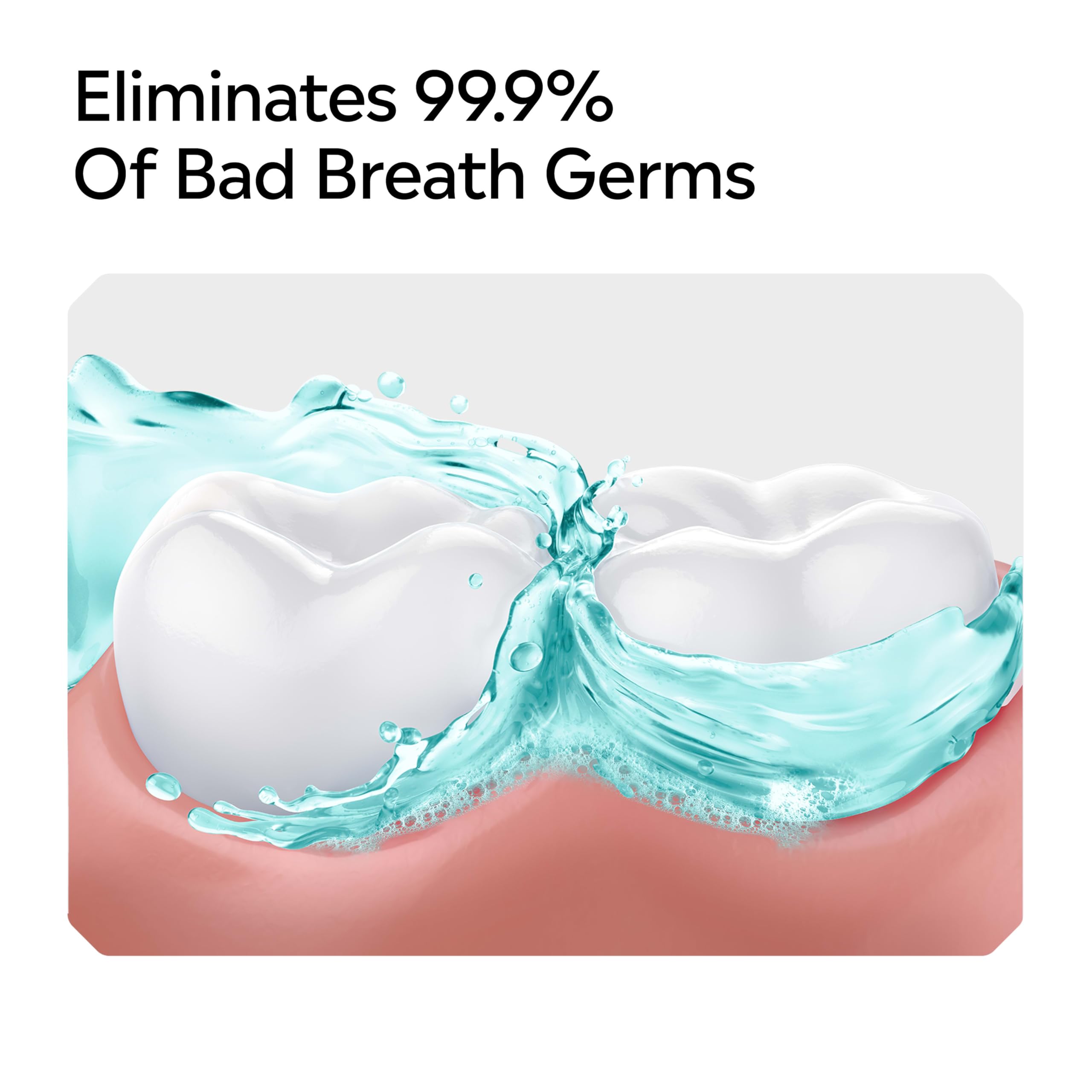 Listerine Cool Mint Alcohol-Free Mild Mouthwash, Oral Rinse Kills 99.9% of Germs That Cause Bad Breath, Less Intense Taste, Mild Mint Flavor, 1 L