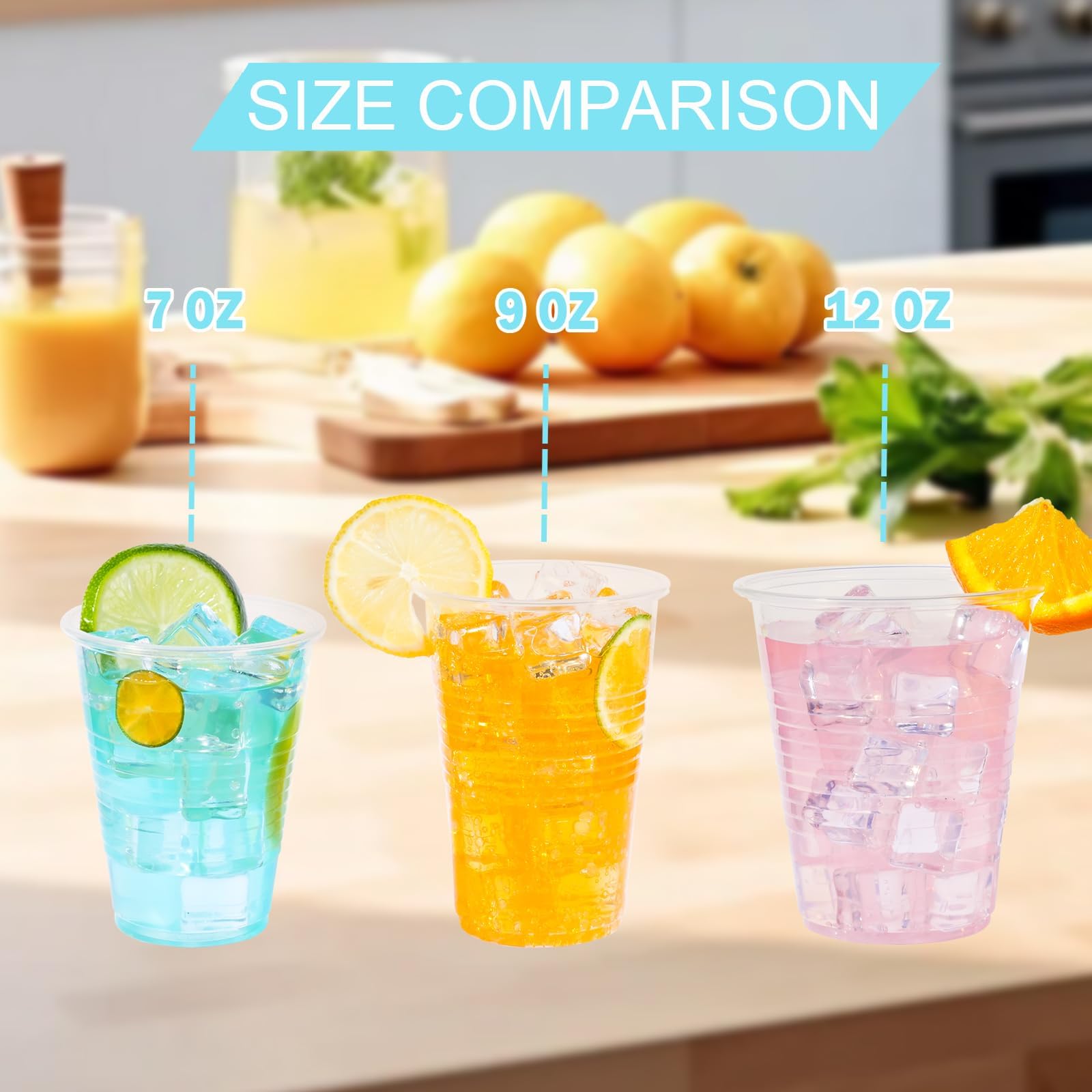 BYSNOW 9 oz Clear Plastic Cups, 2000 Count Bulk, PP Clear Plastic Cups Disposable for Party Suit for Hot Beverages, Soda, Juice (9oz 2000count)