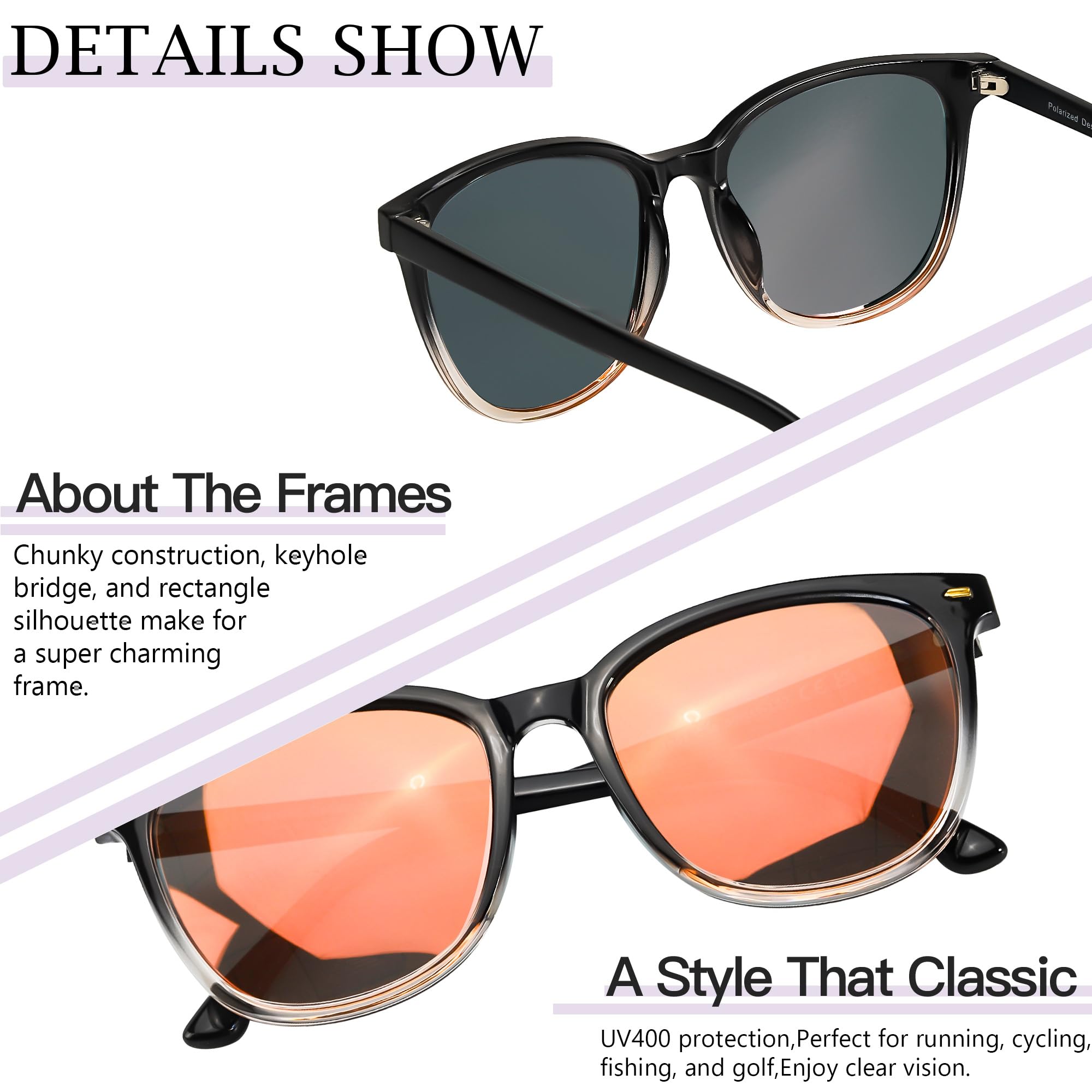 SIPHEW Mirrored Polarized Sunglasses for Women - Designer Oversized Square Beach Eyewear w UV400 Protection (A25-black framed pink lens)