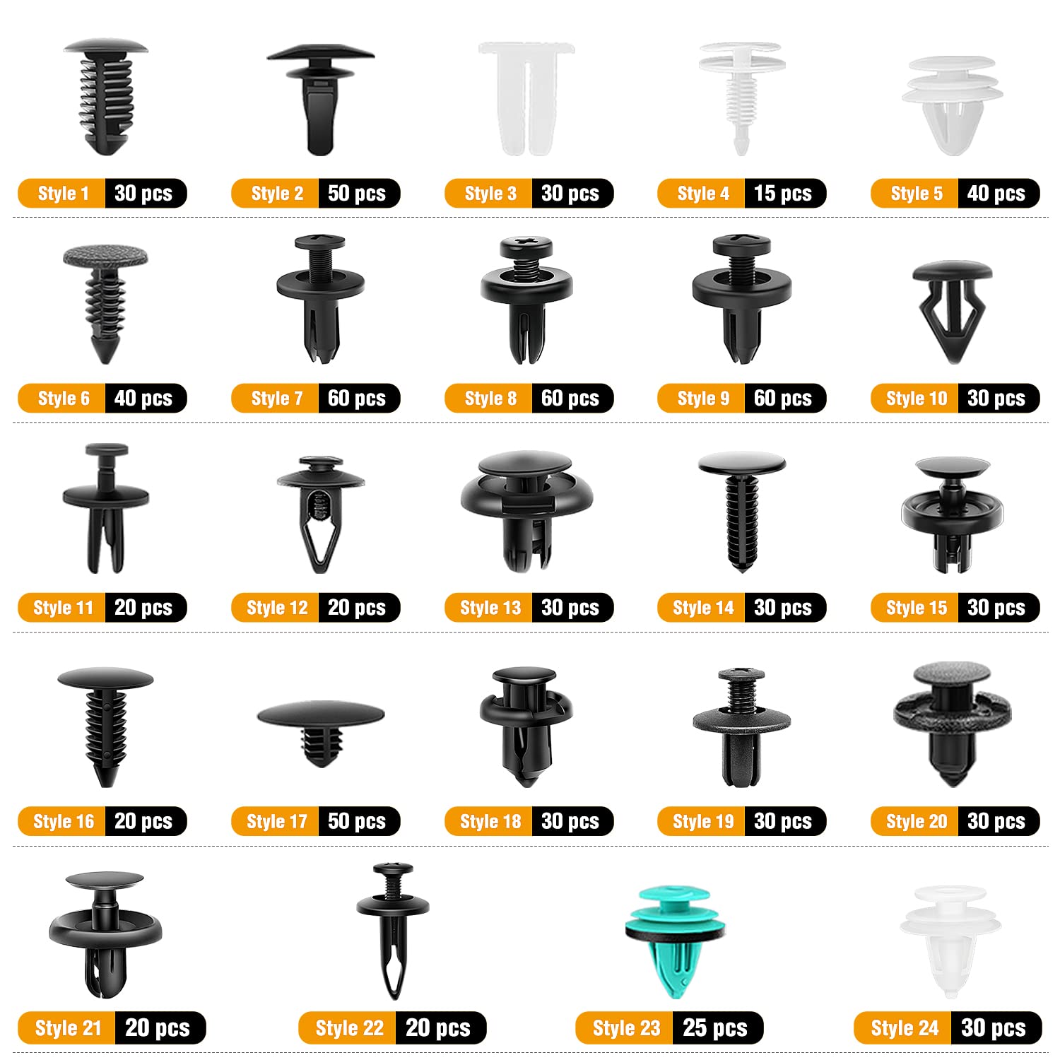 GOOACC 845Pcs Car Push Retainer Clips Auto Fasteners Assortment 24 Most Popular Sizes Nylon Bumper Fender Rivets with 10 Cable Ties and Fasteners Remover for GM Ford Lexus Honda Chrysler Mazda