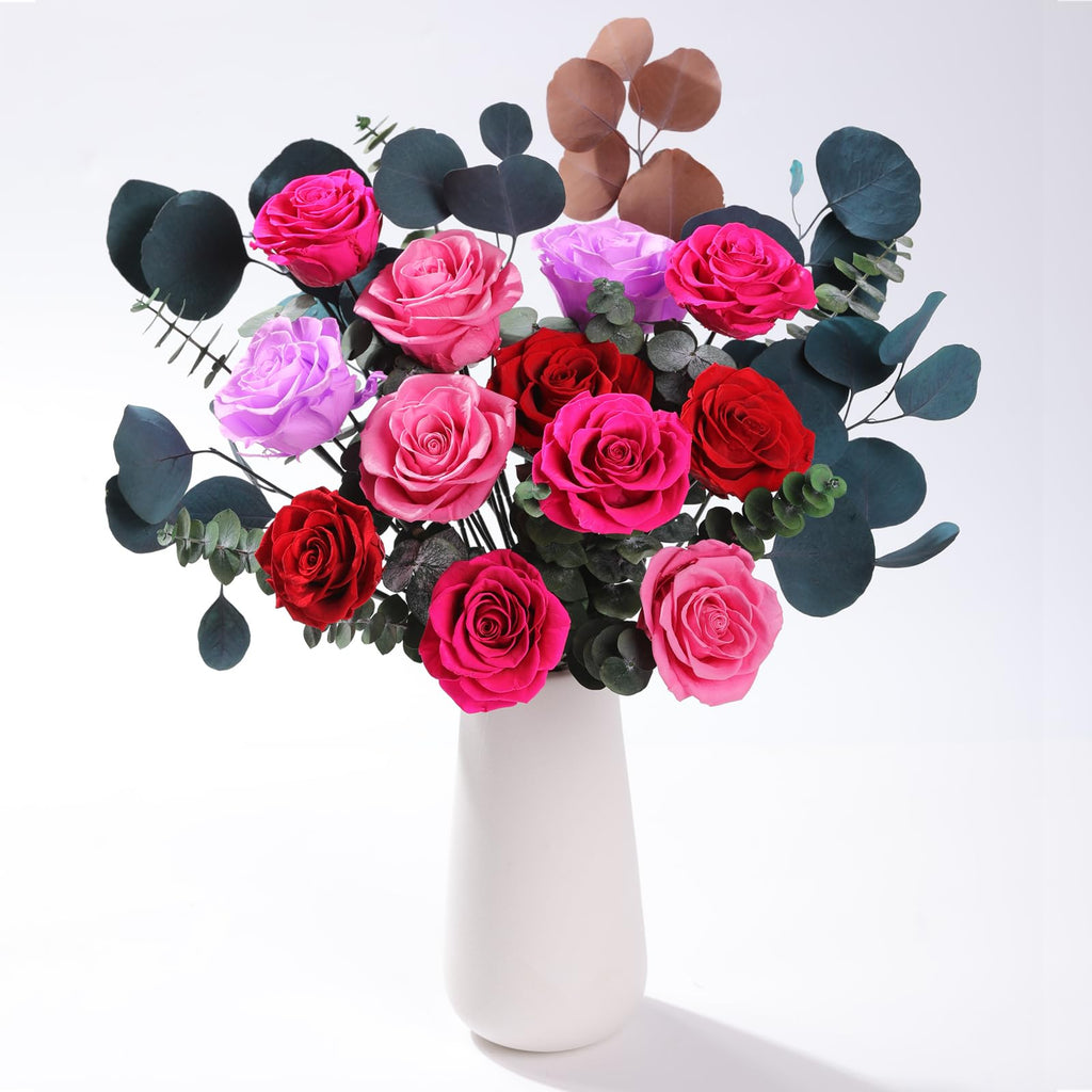 Lovenfold Flowers for Delivery Birthday Flowers Gift for Her,Preserved Flowers Bouquet 12 Roses Mixed Bouquet,Rose Gifts for Women Mom Grandma(Mixed 12 Reddish-A Roses)