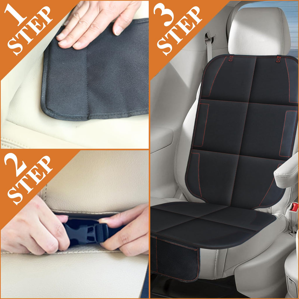 Gowhalle Car Seat Protector With Non-Slip Rubber Padded Backing, Waterproof Thickest Padding for Child Seats, No Imprint Under Baby Seat (Red-1pcs)