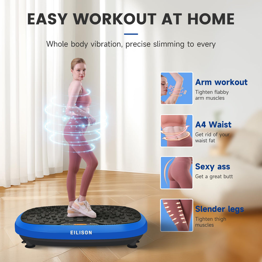 EILISON FitMax 3D XL Vibration Plate Exercise Machine - Whole Body Workout Vibration Platform w/Loop Bands - Lymphatic Drainage Machine for Weight Loss, Shaping, Wellness, Recovery