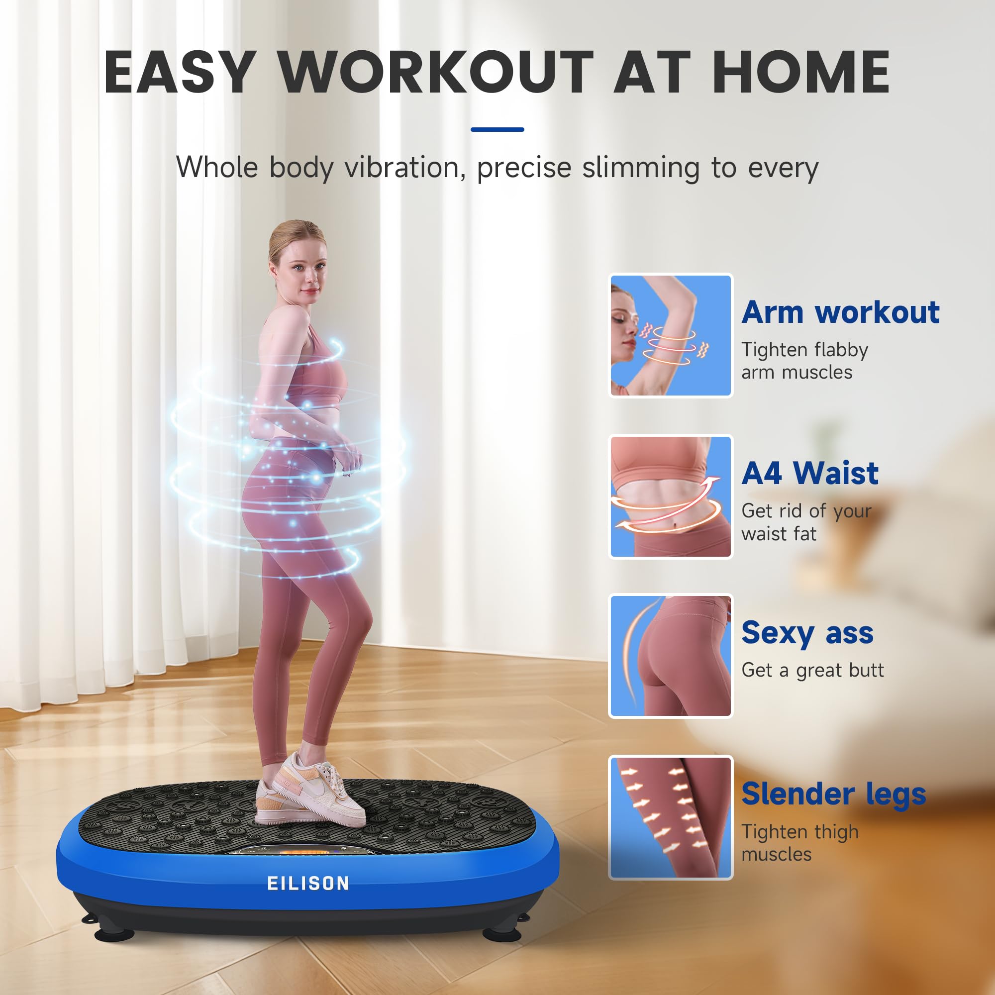 EILISON FitMax 3D XL Vibration Plate Exercise Machine - Whole Body Workout Vibration Platform w/Loop Bands - Lymphatic Drainage Machine for Weight Loss, Shaping, Wellness, Recovery