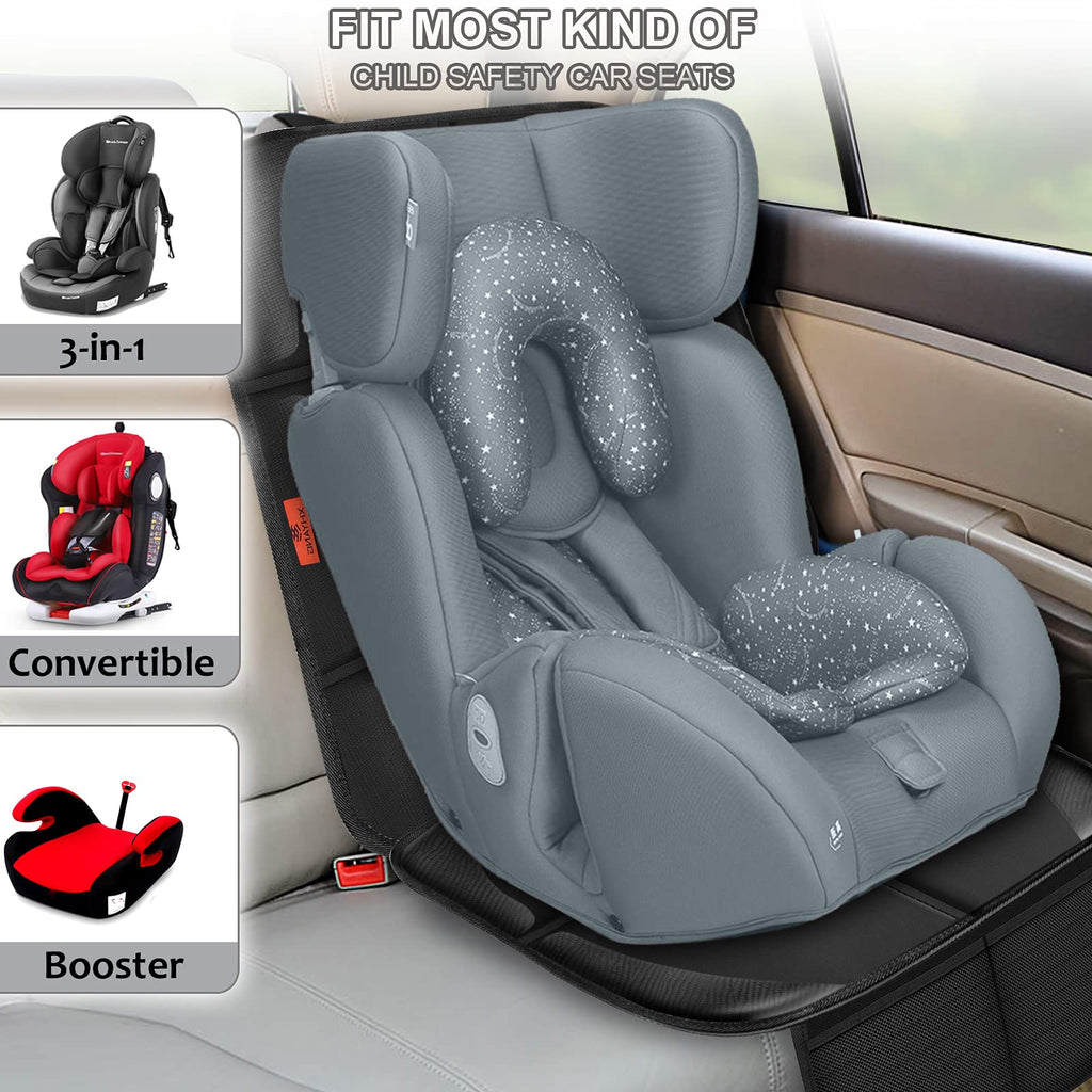 XHYANG Car Seat Protector,Auto Car Seat Protectors Baby Carseat Waterproof & Durable 600D Fabric for Child Baby Car Seat Mat Vehicle Pet Cover 2 Storage Pockets (2 Pack)