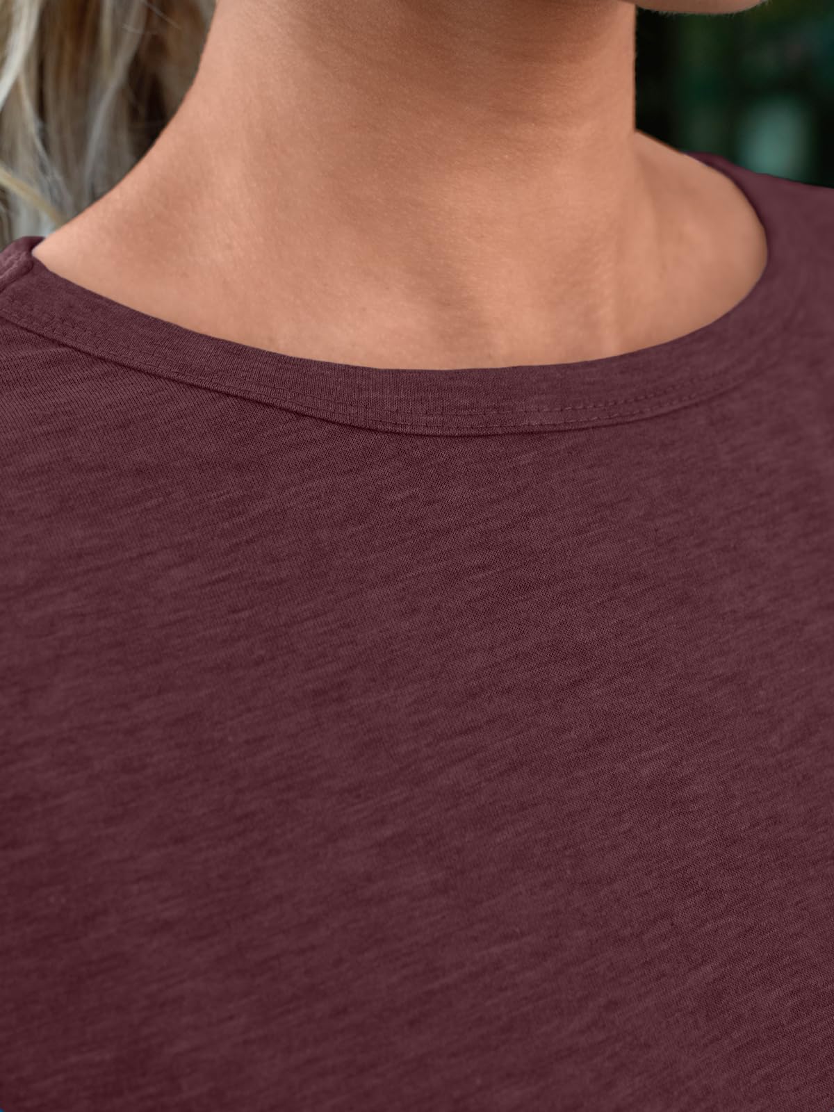 AUTOMET Women's Soft Basic Short Sleeve T-Shirt, Round Neck Top Casual Tee for Spring Summer Resort Wear 02winered XL