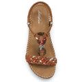 Littleplum Women Sandals Arch Support Handmade Bohemian Braided Flat Sandals Comfort Walking Beach Ankle Elastic Summer Shoes Multi Brown Size 7