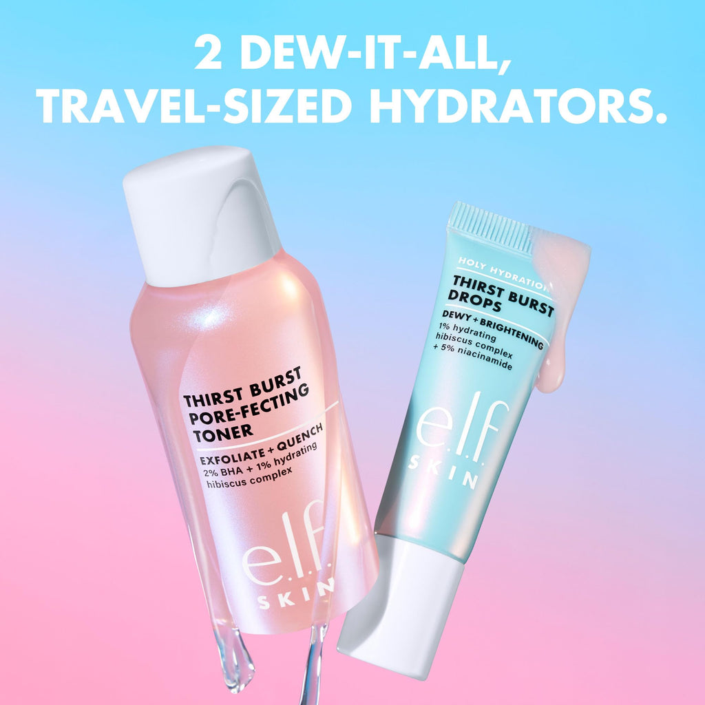 e.l.f. SKIN Thirst Burst Dew-O, Travel-Sized Skincare Set, Exfoliating Facial Toner & Hydrating Serum Drops, Gives Skin A Dewy, Bouncy Glow, Vegan & Cruelty-Free