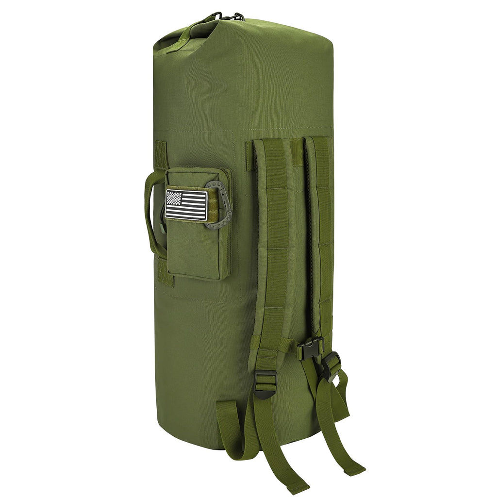 MOZETO Military Duffle Bag, 110L Extra Large Sea Bag with Backpack Straps Heavy Duty Army Duffle Bag for Camp, College Dorm or Laundry Bag