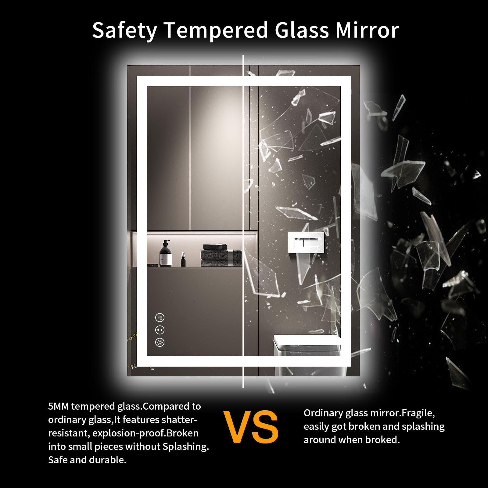 LOAAO 24X32 LED Bathroom Mirror with Lights, Anti-Fog, Dimmable, Backlit + Front Lit, Lighted Bathroom Vanity Mirror for Wall, Memory Function, Tempered Glass, Shatter-Proof, ETL Listed