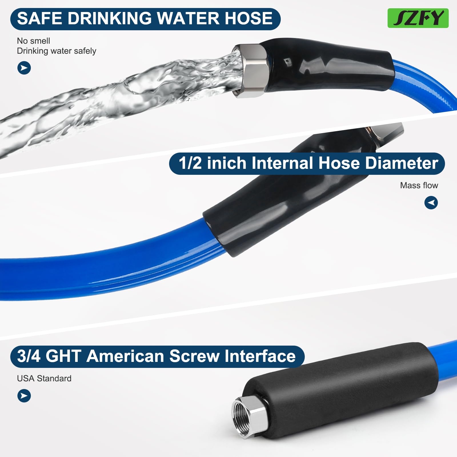 75FT Heated Water Hose for RV,Heated Drinking Water Hose with Thermostat,Lead and BPA Free,1/2" Inner Diameter,Temperatures Down to -40°F Self-Regulating,Blue Appearance