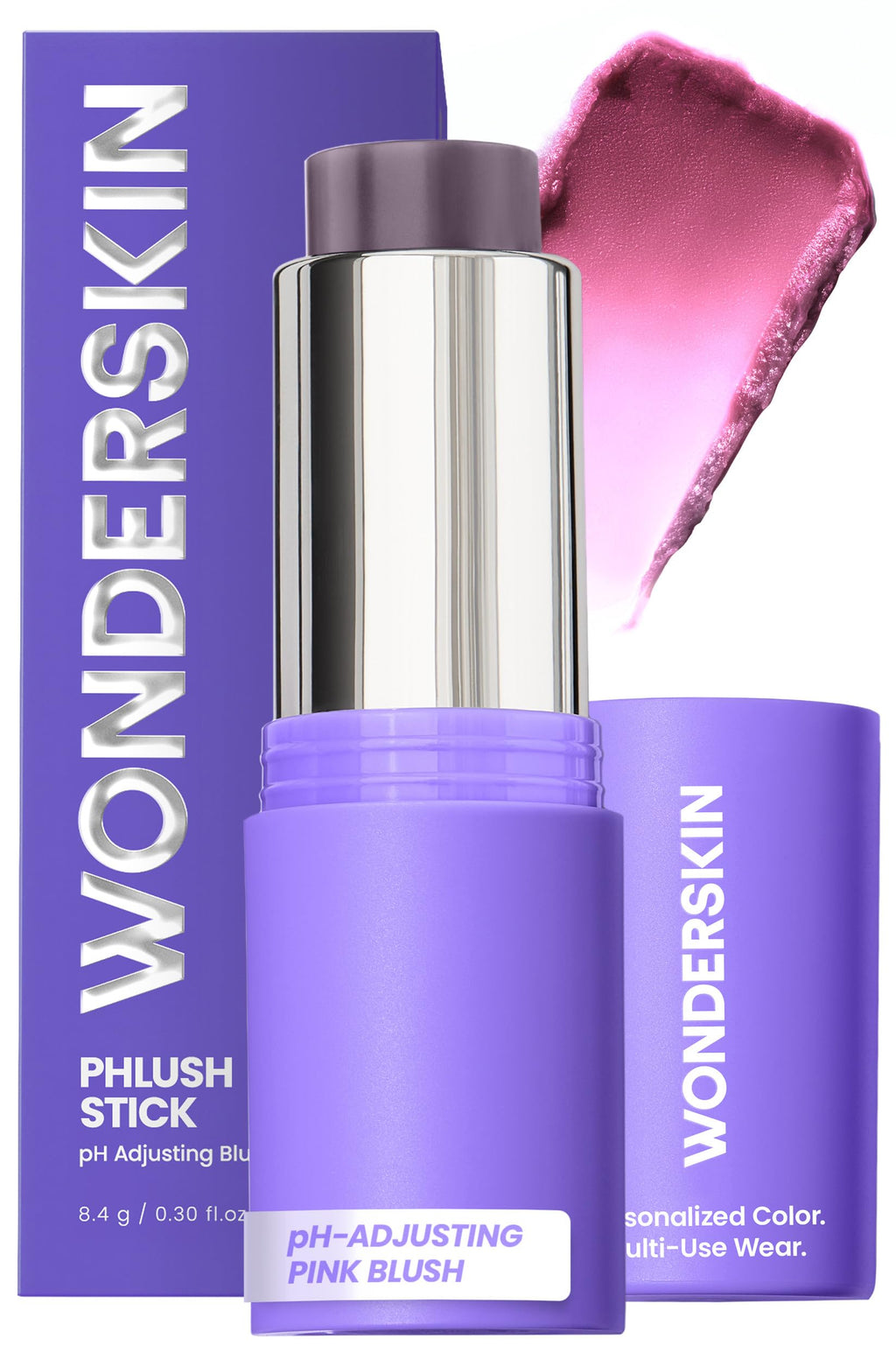 Wonderskin Cream Blush Stick pH-Activated - pHlush Stick Multi-Use, Cream Tint for Cheeks and Lips, Cooling Nourishing Color-Adjusting Makeup