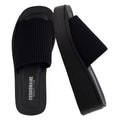 CUSHIONAIRE Pim Wedge Chunky Platform Womens Sandals with Firm Knit Upper & Memory Foam Summer Sandals for Women 2026, BLACK 9