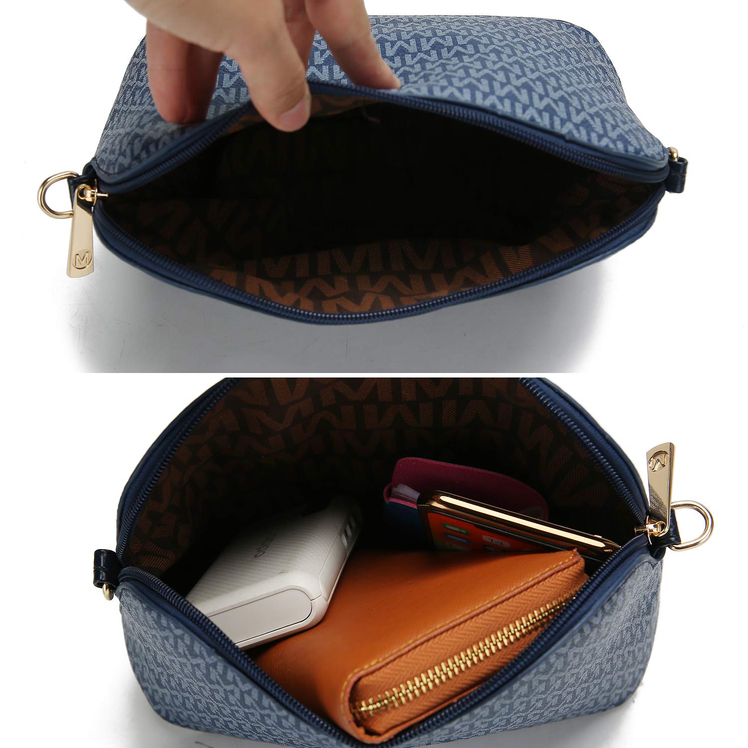 MKF Collection 3-PC Set Shoulder Bag for Women Tote, Pouch Handbag Purse, Wristlet Envelope, Adjustable Crossbody Strap PU Leather by Mia k
