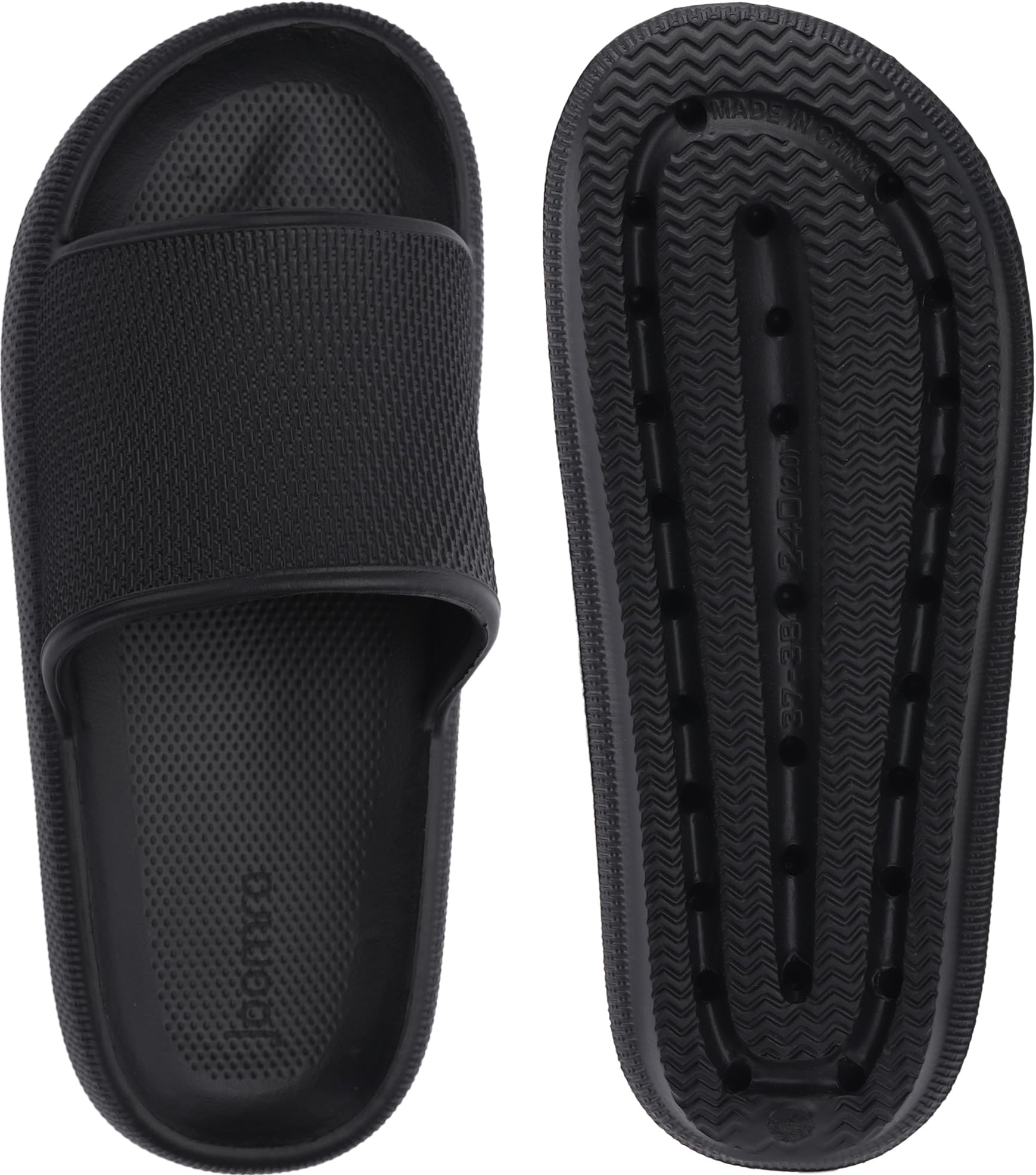 Joomra Shower Slippers for Women Mens Foam Pillow House Shower Bath Bathroom Puffy Home Platform Sandals Cushion Slides for Ladies Female Size Male Sandles Black 39-40