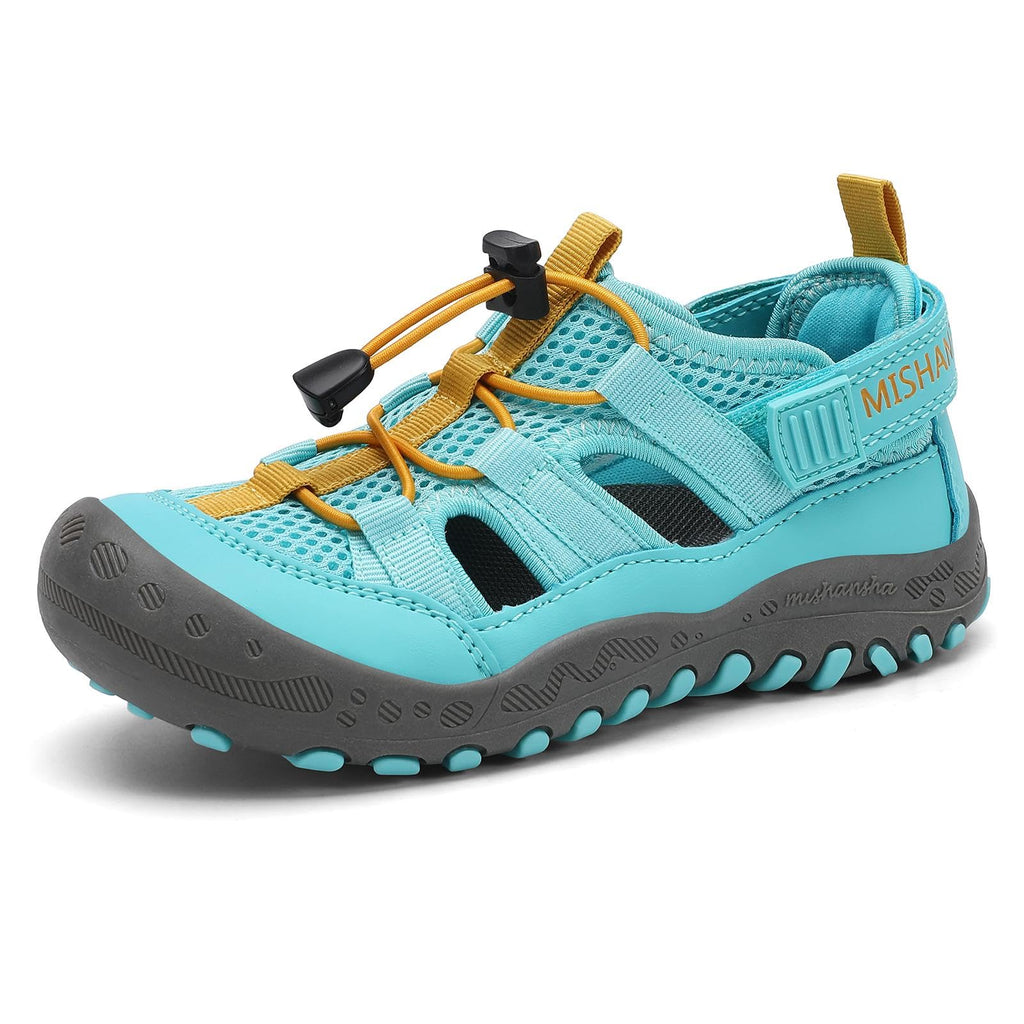 Mishansha Kids Outdoor Sport Sandals Closed Toe Adjustable Boys Girls Hiking Sandals Non-Slip Quick-Dry Water Sandal for Toddler Size 7.5 Cerulean Blue