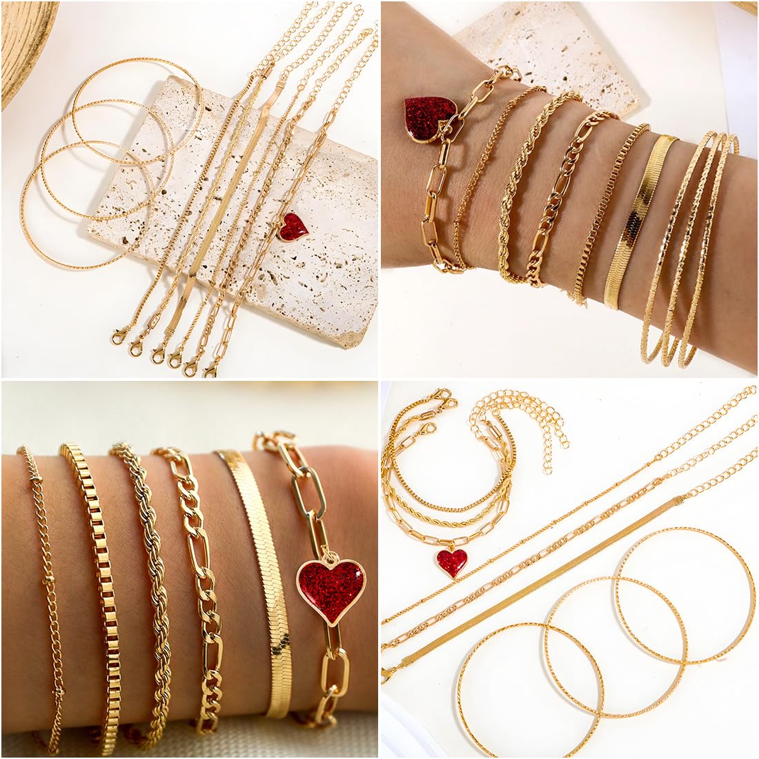 IXNEOP Golden Jewelry Sets for Women Fashion Costume Jewelry Bundle Includ Necklace Bracelet Rings Earrings Set (ix004-glod)