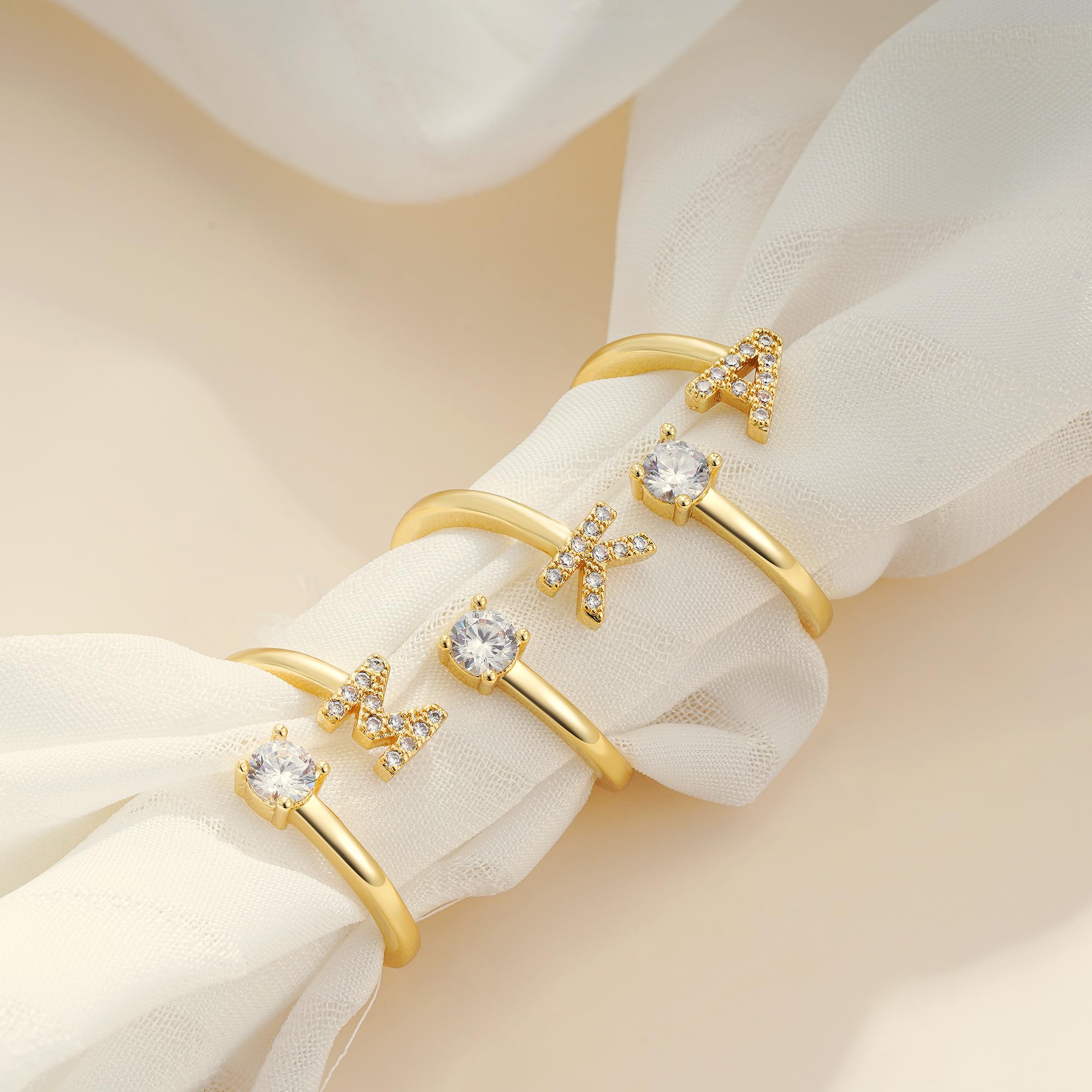 Eaciy Initial Rings for Women Girls - 14K Gold Plated H Initial Ring for Girls Age 6-8 Letter B Initial Letter Rings 10 Year Old Girl Birthday Gifts