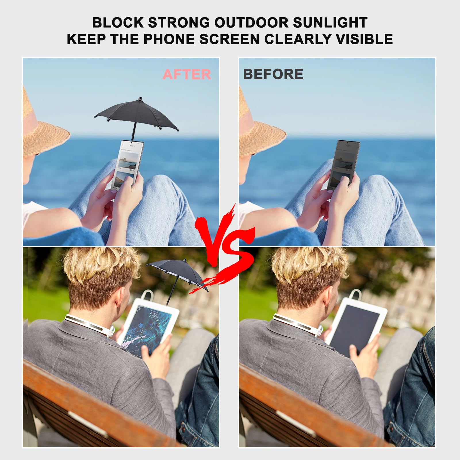 Magnetic Phone Umbrella for Sun,Outdoor Phone Sun Shade Shield with Flexible Angle Design & Rotatable Phone Ring,Umbrella for iPhone 17 Air 16 15 14 13 Pro Max Plus,Mag-Safe Case &All Phone Anti-Glare
