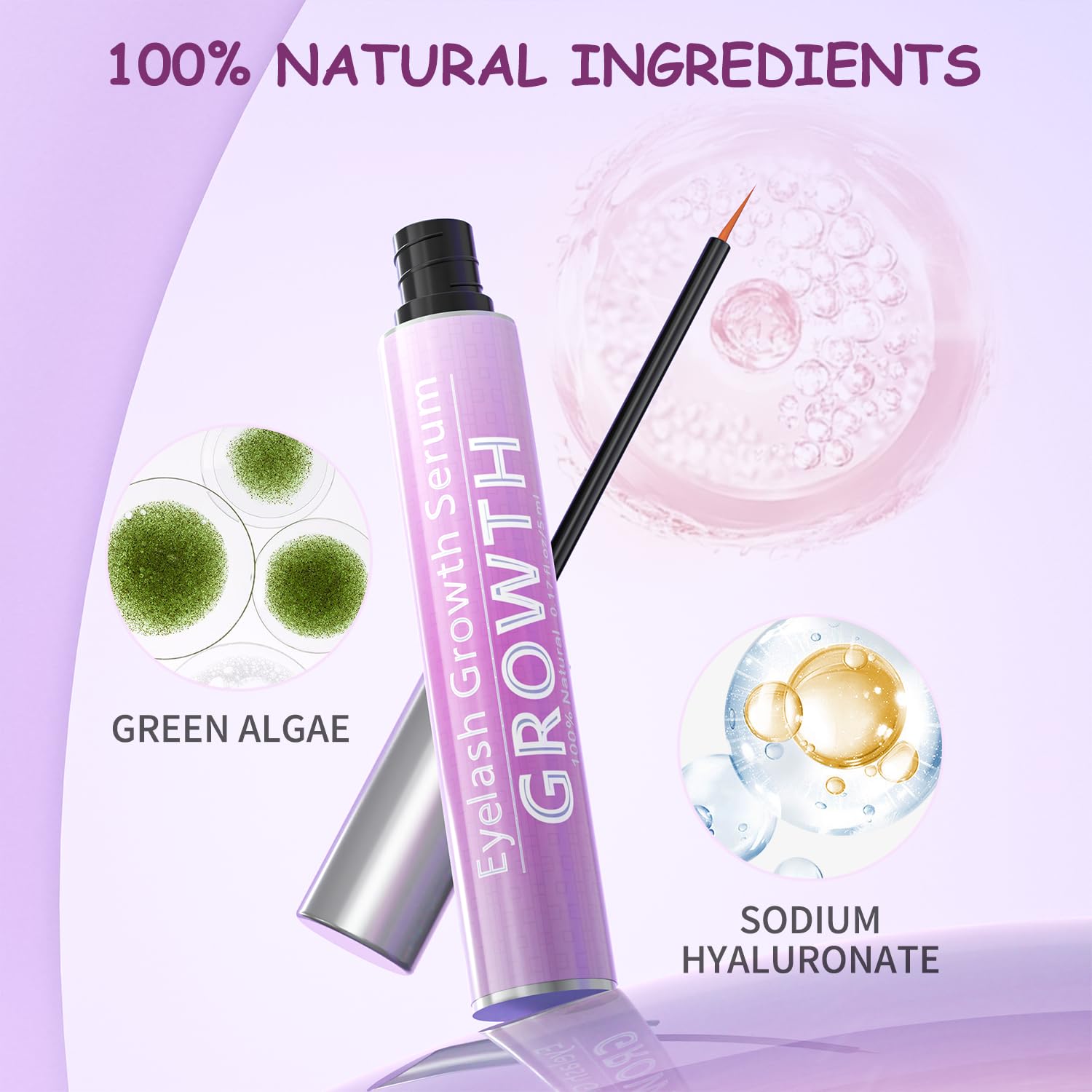 Eyelash Growth Serum with Natural Formula Advanced Lash Enhancing Serum for Longer,Thicker,Fuller Looking Lashes Gentle & Vegan for Eyelash Growth 0.17 Fl Oz (5mL)