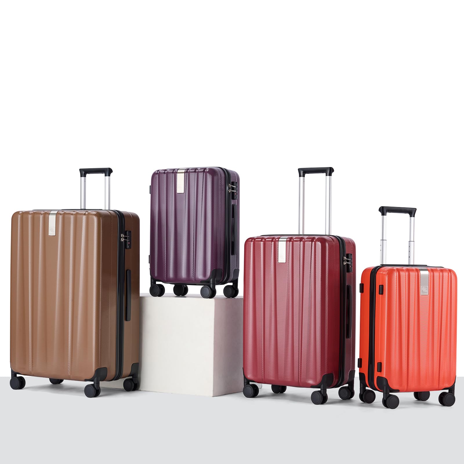 Hanke Luggage Sets 2 piece Carry On Luggage with Wheels PC Hard Shell Suitcases Lightweight Checked Travel Luggage Large Travel Suitcase Woman Men 20/29 Inch （Brown）