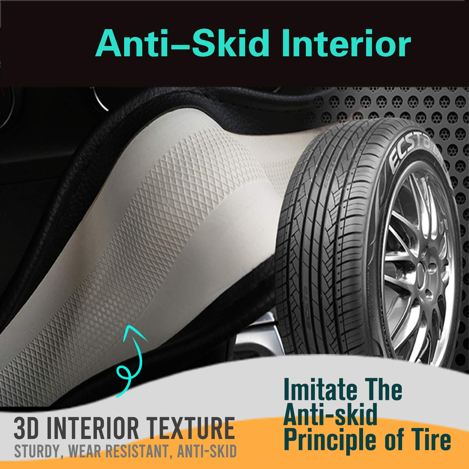 PINCTROT Steering Wheel Cover Great Grip with 3D Honeycomb Anti-Slip Design, Universal 14.5-15 Inch (All Black)