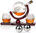 PONPUR Gifts for Men Dad Fathers Day, Whiskey Decanter Globe Set with 2 Ball Stones & 2 Glasses, Anniversary Birthday Gifts for Him Husband Boyfriend Brother, Cool Stuff Gift for Bourbon Scotch