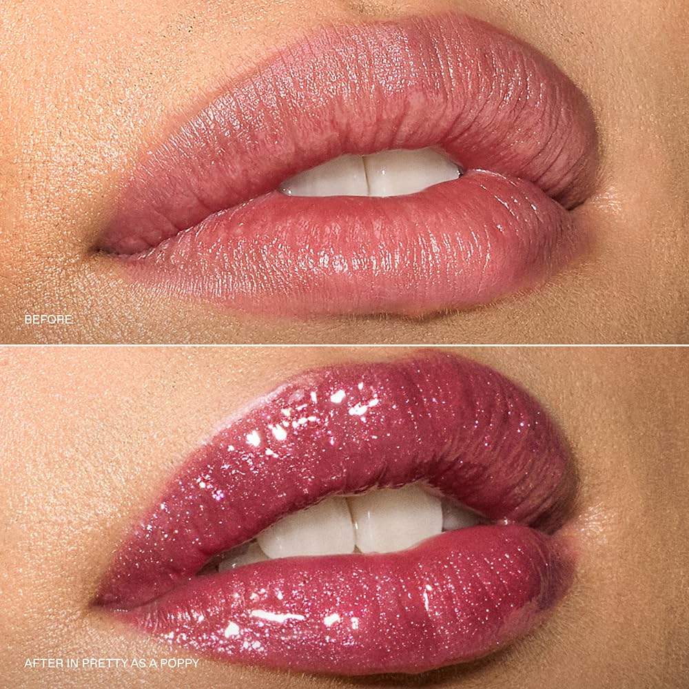 r.e.m. beauty by Ariana Grande Wicked: For Good | Poppy Plumping Lip Gloss | Pretty as a Poppy | Instant Plumping Effect for Hydrated, Softer and Smoother Lips | Silky, Non-Sticky Feel | 0.34 Fl Oz
